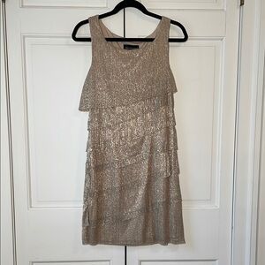 Connected Apparel Hold Metallic Tiered Mini Dress